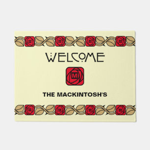 Charles Mackintosh Arts & Crafts Style Rose Frieze Doormat