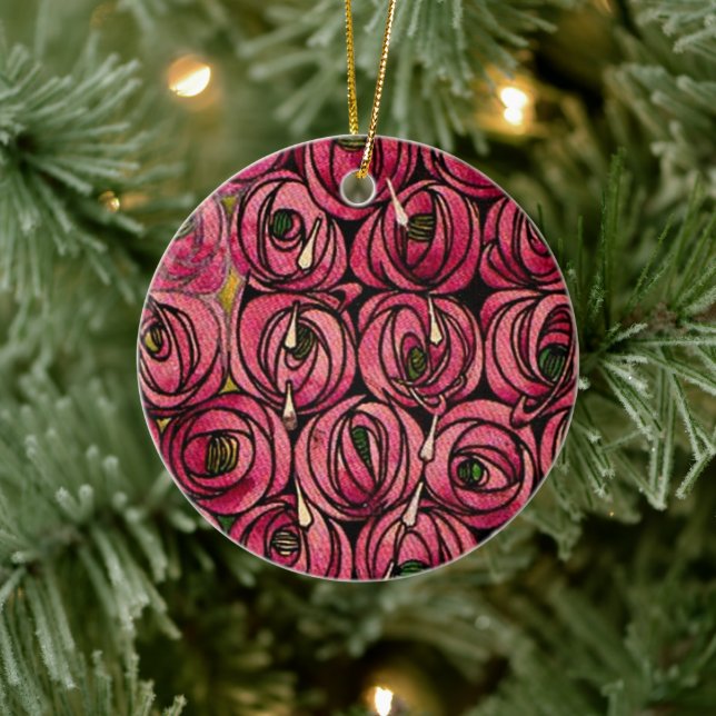 Charles Mackintosh painting, Roses, Ceramic Ornament (Tree)