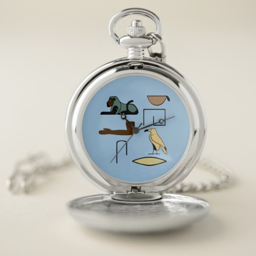 Charles Name in Hieroglyphs symbols of ancient Egy Pocket Watch