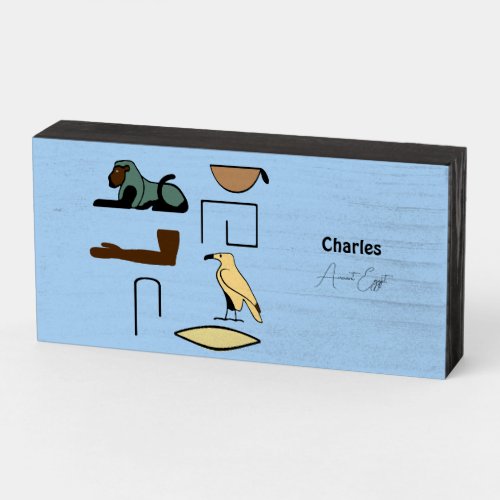 Charles Name in Hieroglyphs symbols of ancient Egy Wooden Box Sign