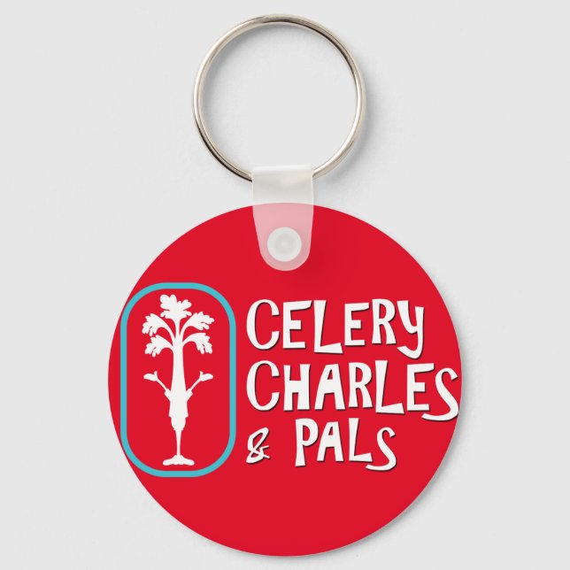 'Charles & Pals' Red Button Keychain (Front)
