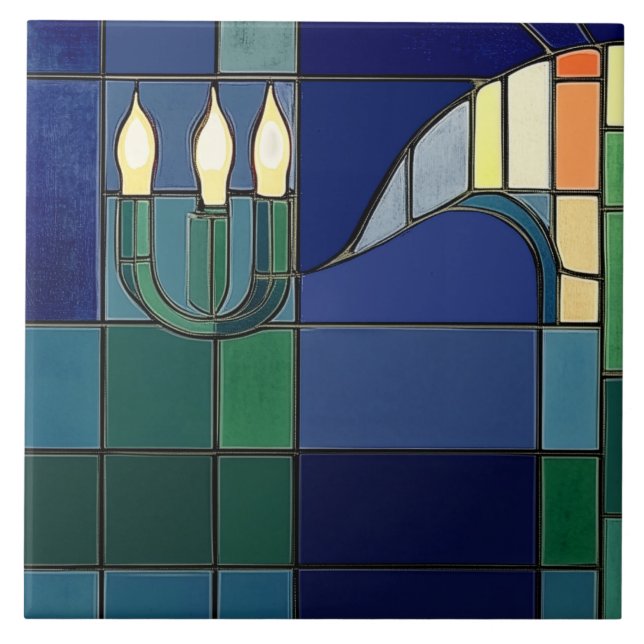 Charles Rennie Mackintosh Candles - Left Side  Ceramic Tile (Front)