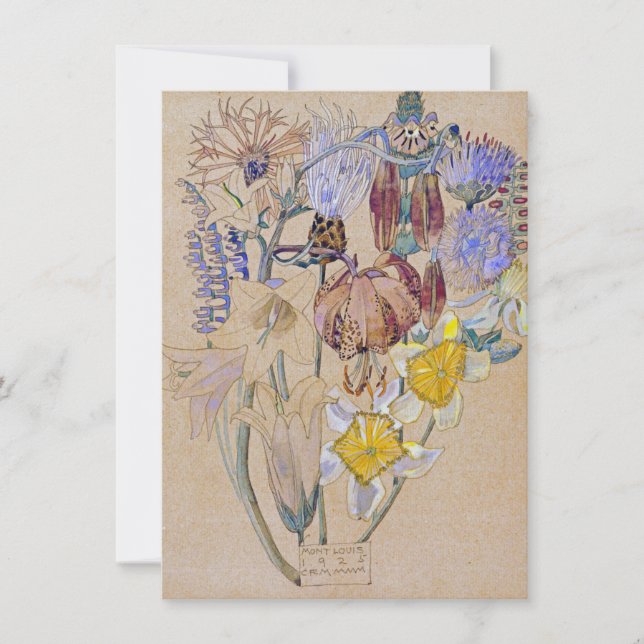 Charles Rennie Mackintosh - Mont Louis  -  Flower Thank You Card (Front)