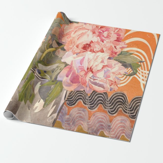 Charles Rennie Mackintosh - Peonies Wrapping Paper (Unrolled)