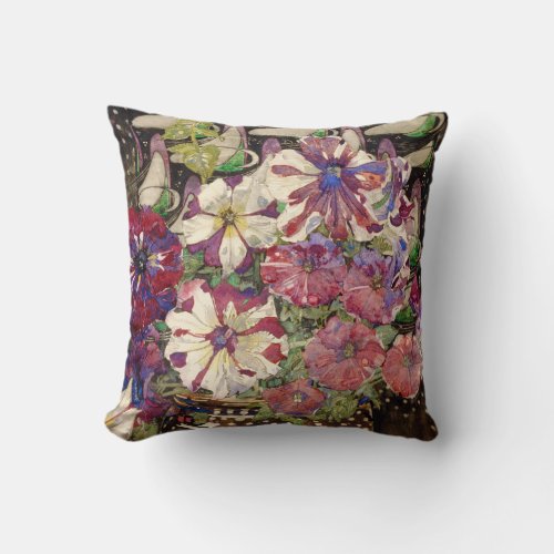 Charles Rennie Mackintosh _ Petunias Throw Pillow