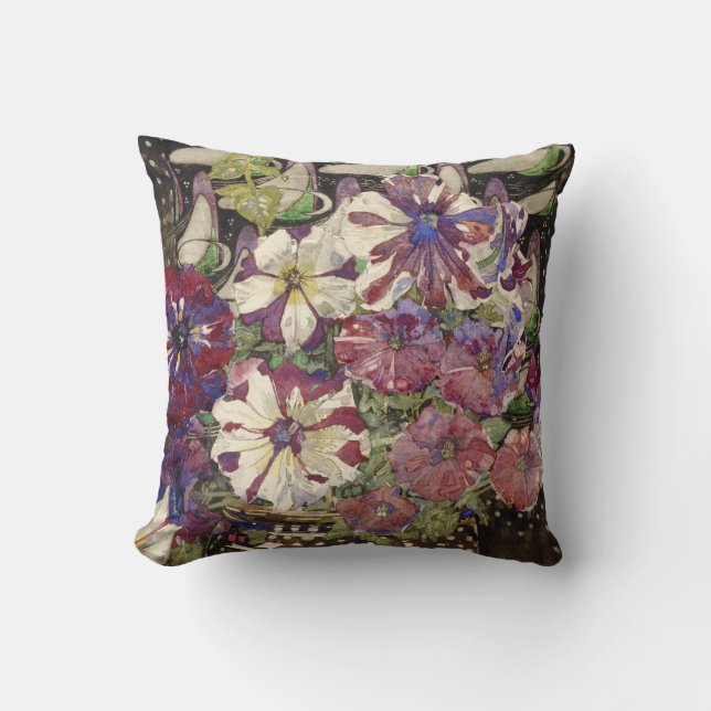 Charles Rennie Mackintosh - Petunias Throw Pillow (Front)
