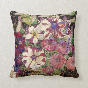 Charles Rennie Mackintosh - Petunias Throw Pillow