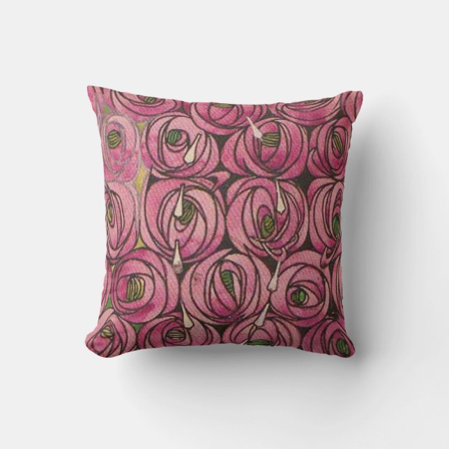 Charles Rennie Mackintosh - Roses Throw Pillow (Front)