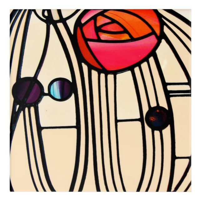 Charles Rennie Mackintosh Stained Glass Acrylic Print (Front)