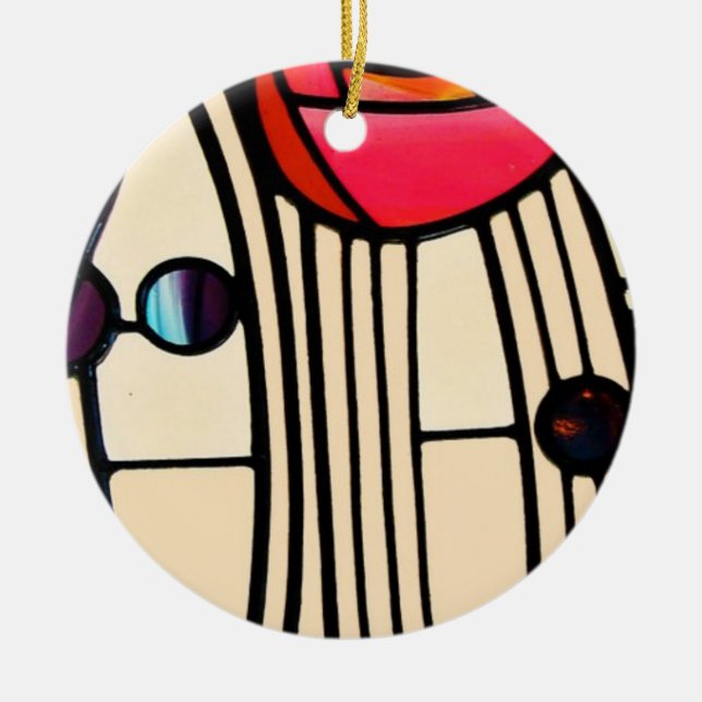 Charles Rennie Mackintosh Stained Glass Ceramic Ornament (Front)