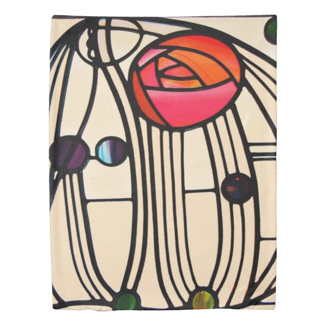 Charles Rennie Mackintosh Stained Glass Duvet Cover (Front)