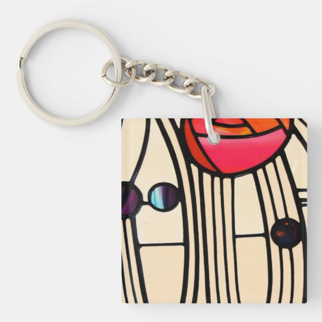 Charles Rennie Mackintosh Stained Glass Keychain (Front)