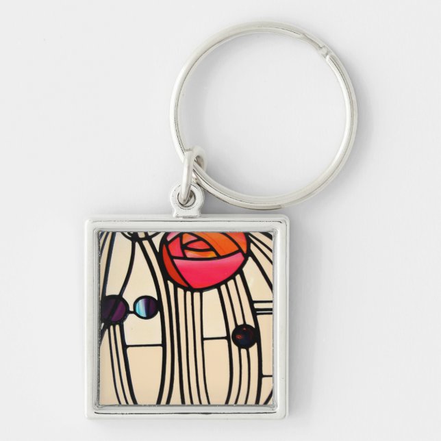 Charles Rennie Mackintosh Stained Glass Keychain (Front)