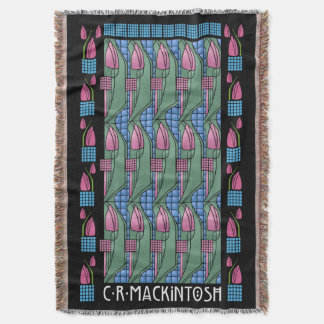 Charles Rennie Mackintosh Tulip Pattern Throw Blanket