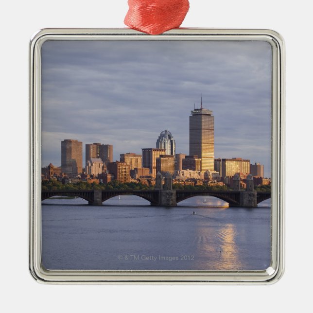 Charles River and The Longfellow Bridge Metal Ornament (Front)