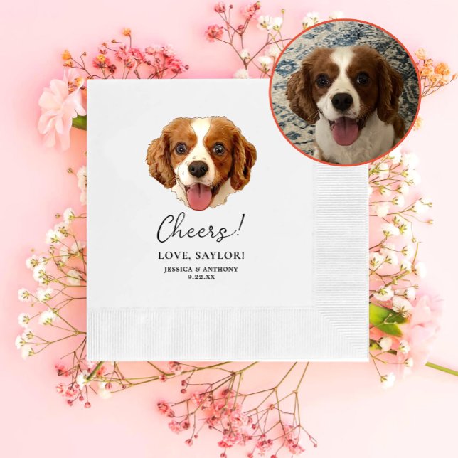 Charles Spaniel Dog Personalized Cheers Napkins (Creator Uploaded)