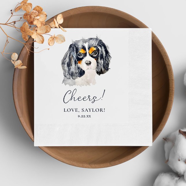Charles Spaniel Dog Personalized Cheers Napkins (Creator Uploaded)
