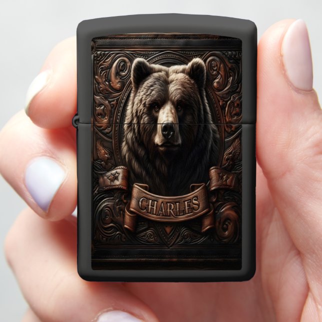 Charles The Grizzly Zippo Lighter (In Hand)