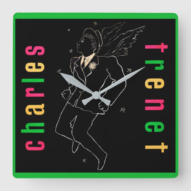 Charles Trenet Square Wall Clock (Front)
