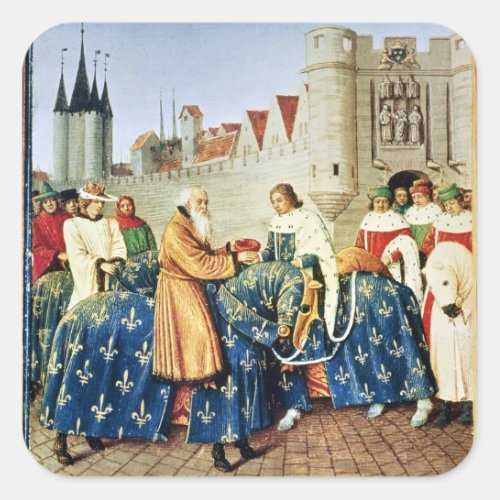 Charles V  receiving Emperor Charles IV Square Sticker