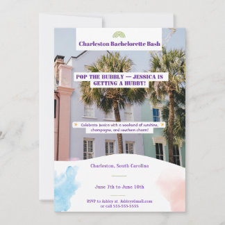 Charleston Bachelorette Bash Invitation 
