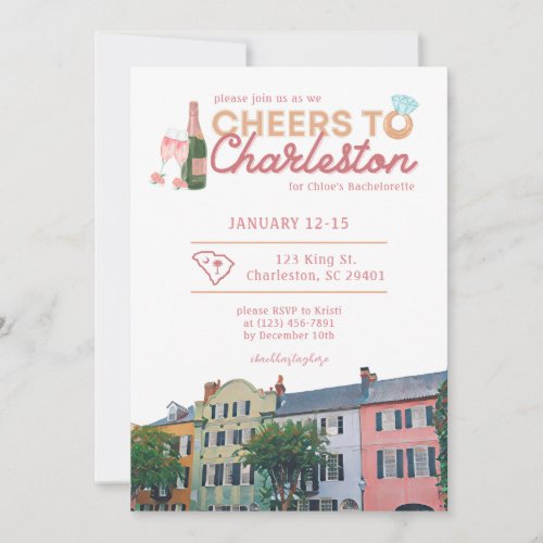 Charleston Bachelorette Invitation  Itinerary