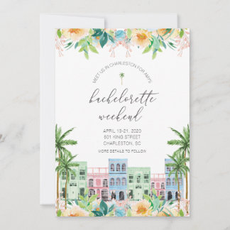 Charleston Bachelorette Invitation Rainbow Row