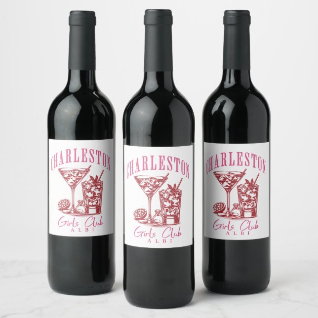 charleston bachelorette south carolina wine label (Bottles)