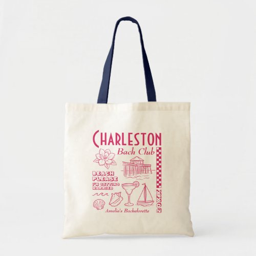 Charleston Beach Bachelorette Party Doodle Drawing Tote Bag