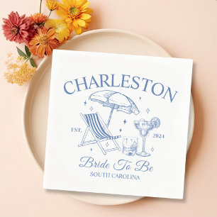 Charleston Blue Bachelorette Bride To Be Party Napkins