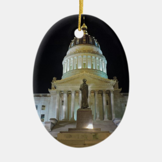 Charleston Capitol at Night Ceramic Ornament (Front)