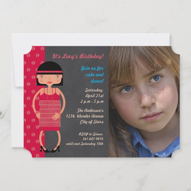 Charleston Chic  Birthday Party photo invitation (Front)