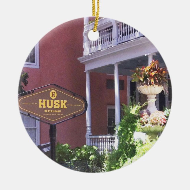 Charleston Christmas Ornament, Husk, Charleston Ceramic Ornament (Front)
