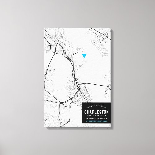 Charleston City Map  Mark Your Location Canvas Print