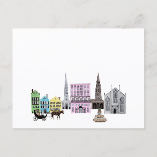 Charleston City Skyline Artwork Announcement Postcard