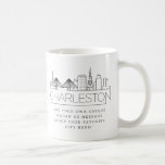 Charleston City Stylized Skyline | Custom Slogan Coffee Mug<br><div class="desc">A unique coffee mug representing the beautiful city of Charleston, South Carolina. This mug features a stylized illustration of the city's unique skyline with its name underneath. Underneath the city name is a spot for your unique slogan or statement about your favorite city. You can utilize the customization function to...</div>