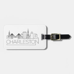 Charleston City Stylized Skyline Luggage Tag