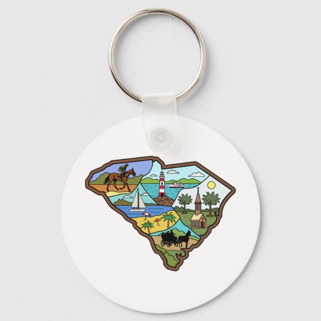 Charleston Columbia South Carolina Myrtle Beach Keychain (Front)