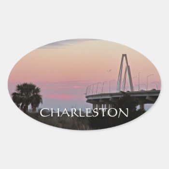 Charleston Cooper River Bridge Sunset Sticker by debinSC at Zazzle