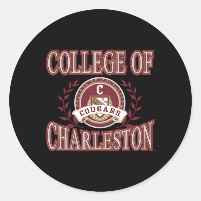 Charleston Cougars Laurels Classic Round Sticker (Front)