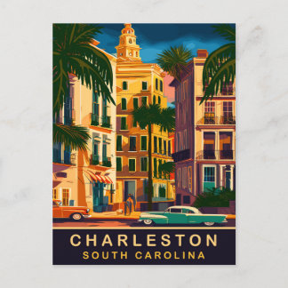 Charleston Downtown, SC, Vintage Travel Postcard