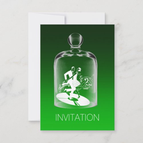 Charleston Flapper Retro Party Emerald Green Ombre Invitation