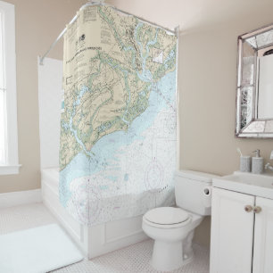 Charleston Harbor and Approaches Nautical Chart Shower Curtain