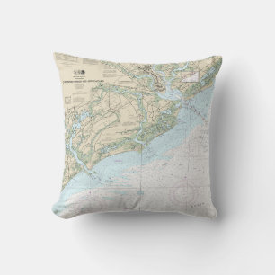 Charleston Harbor and Approaches Nautical Chart Throw Pillow