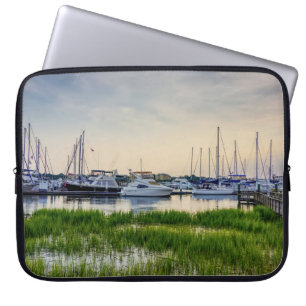 Charleston Harbor Boats Sunset Laptop Sleeve