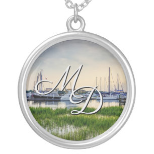 Charleston Harbor Boats Sunset Necklace