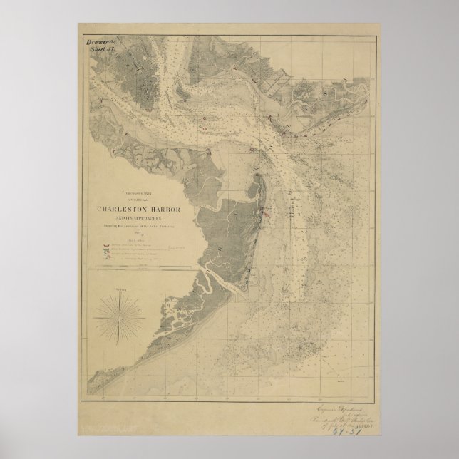 Charleston Harbor Map Poster (Front)