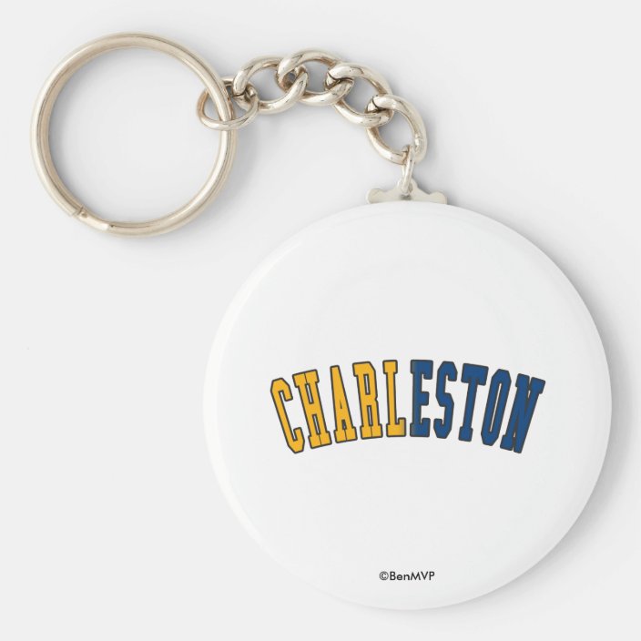 Charleston in West Virginia State Flag Colors Keychain