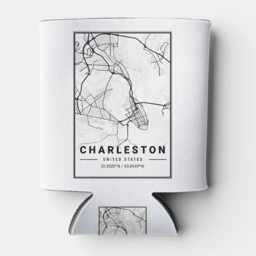 Charleston Light City Map Can Cooler