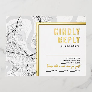 Charleston Love Locator   RSVP Reply Foil Invitation Postcard